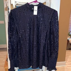 Gorgeous black lacy leopard NWT Ann Taylor blouse